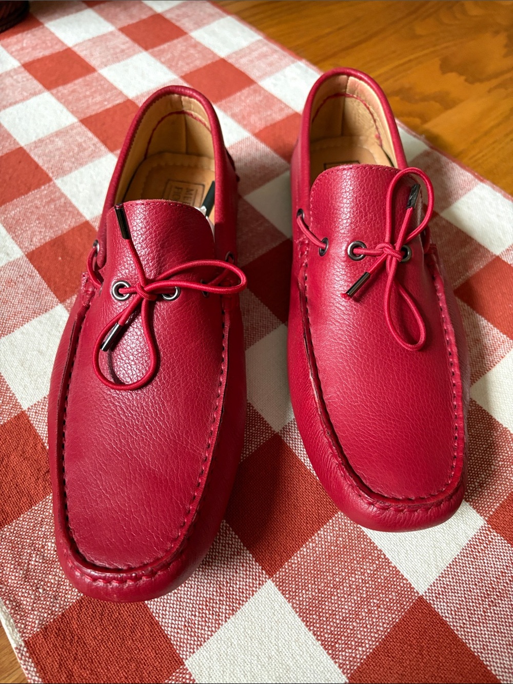 Mercanti Fiorentini NWOT Red Mens Leather Slip-On Driving Loafers / Sz 9